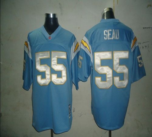 Mitchell And Ness Chargers #55 Junior Seau Light Blue Stitched NFL