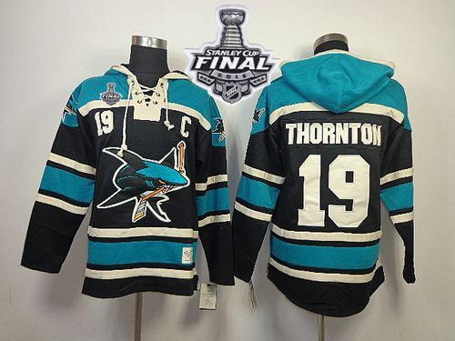 Sharks #19 Joe Thornton Black Sawyer Hooded Sweatshirt 2016 Stanley Cup ...